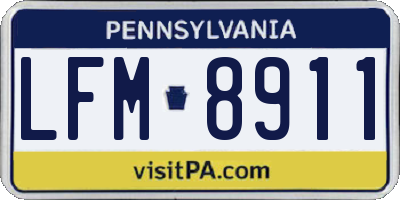 PA license plate LFM8911