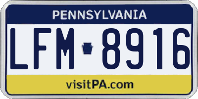 PA license plate LFM8916