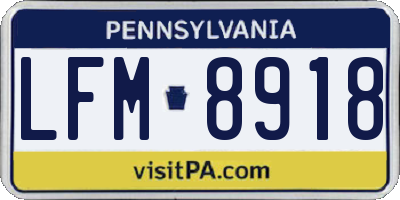 PA license plate LFM8918