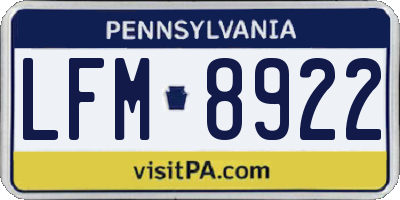 PA license plate LFM8922