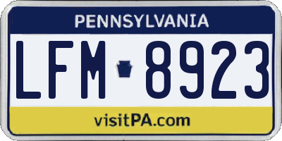 PA license plate LFM8923