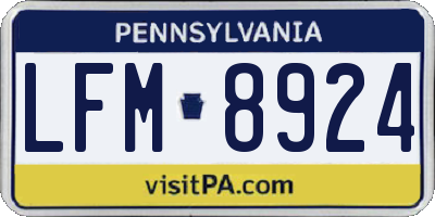 PA license plate LFM8924