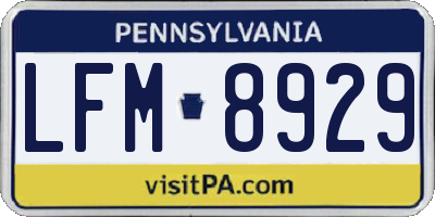 PA license plate LFM8929