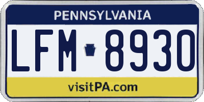 PA license plate LFM8930