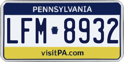 PA license plate LFM8932