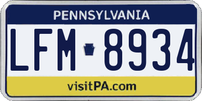 PA license plate LFM8934