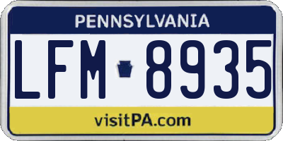 PA license plate LFM8935