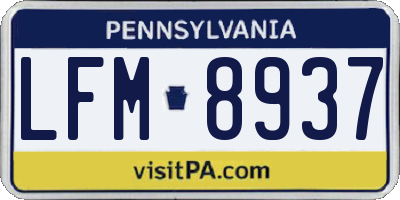 PA license plate LFM8937