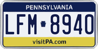 PA license plate LFM8940