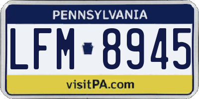 PA license plate LFM8945