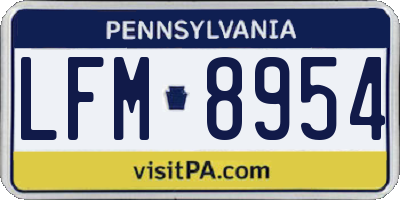 PA license plate LFM8954