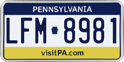 PA license plate LFM8981