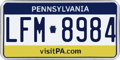 PA license plate LFM8984