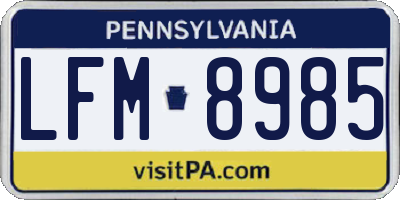 PA license plate LFM8985
