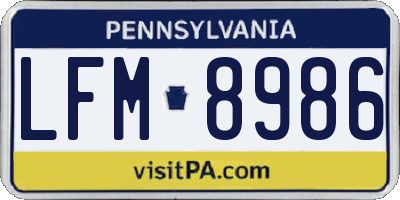 PA license plate LFM8986