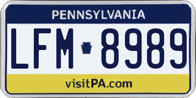 PA license plate LFM8989