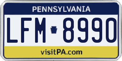 PA license plate LFM8990