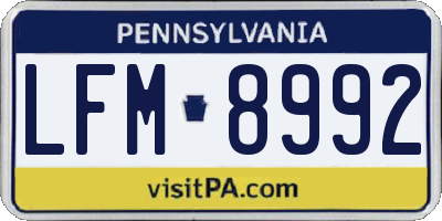 PA license plate LFM8992