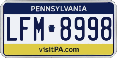 PA license plate LFM8998