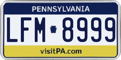 PA license plate LFM8999