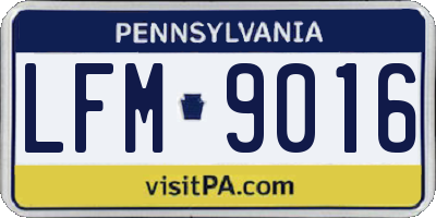 PA license plate LFM9016