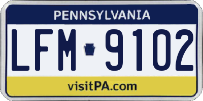 PA license plate LFM9102