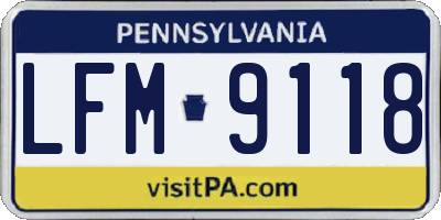 PA license plate LFM9118