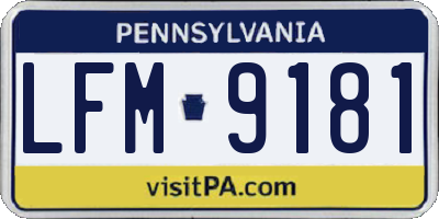 PA license plate LFM9181