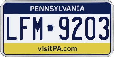 PA license plate LFM9203