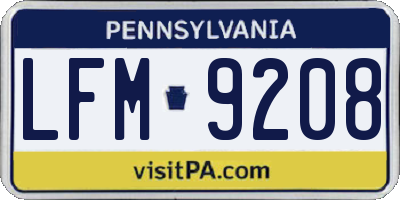 PA license plate LFM9208