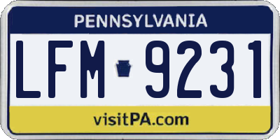 PA license plate LFM9231