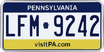 PA license plate LFM9242