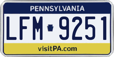 PA license plate LFM9251
