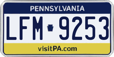 PA license plate LFM9253