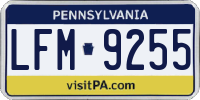 PA license plate LFM9255