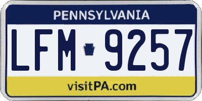 PA license plate LFM9257