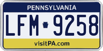 PA license plate LFM9258
