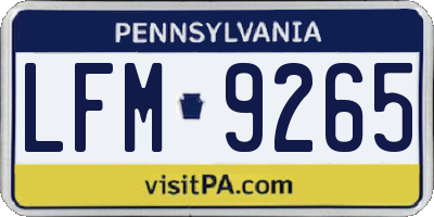 PA license plate LFM9265