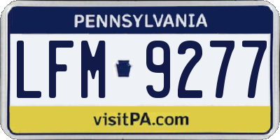 PA license plate LFM9277