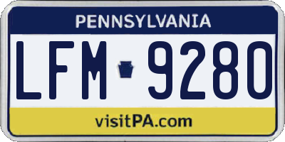 PA license plate LFM9280