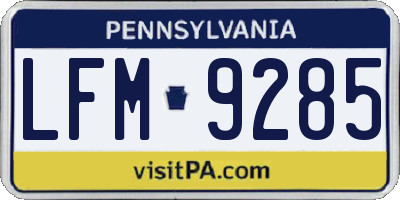 PA license plate LFM9285