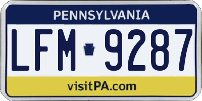 PA license plate LFM9287