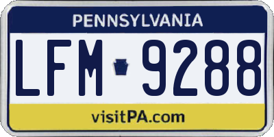 PA license plate LFM9288