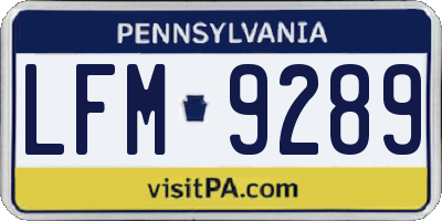 PA license plate LFM9289