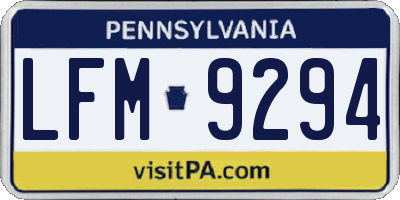 PA license plate LFM9294