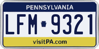 PA license plate LFM9321