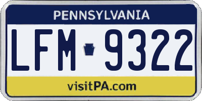 PA license plate LFM9322