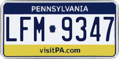 PA license plate LFM9347