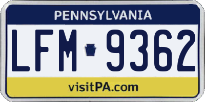 PA license plate LFM9362