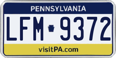 PA license plate LFM9372